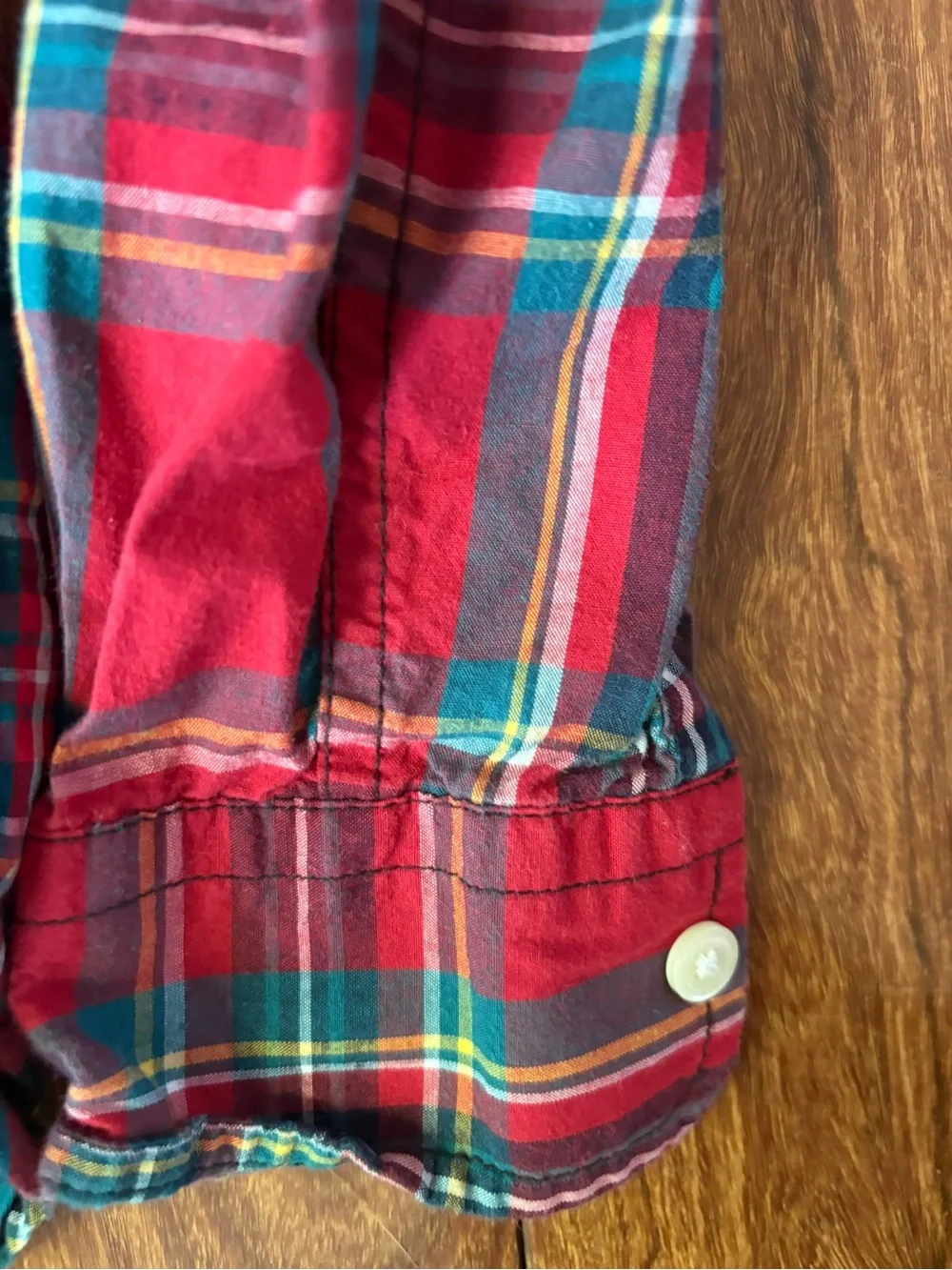 GAP Youth Red & Navy Plaid Button-Down Shirt